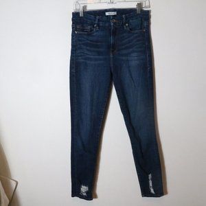 Good American Good Legs Skinny Jeans 8 29 Distressed High Rise Dark Wash Ankle